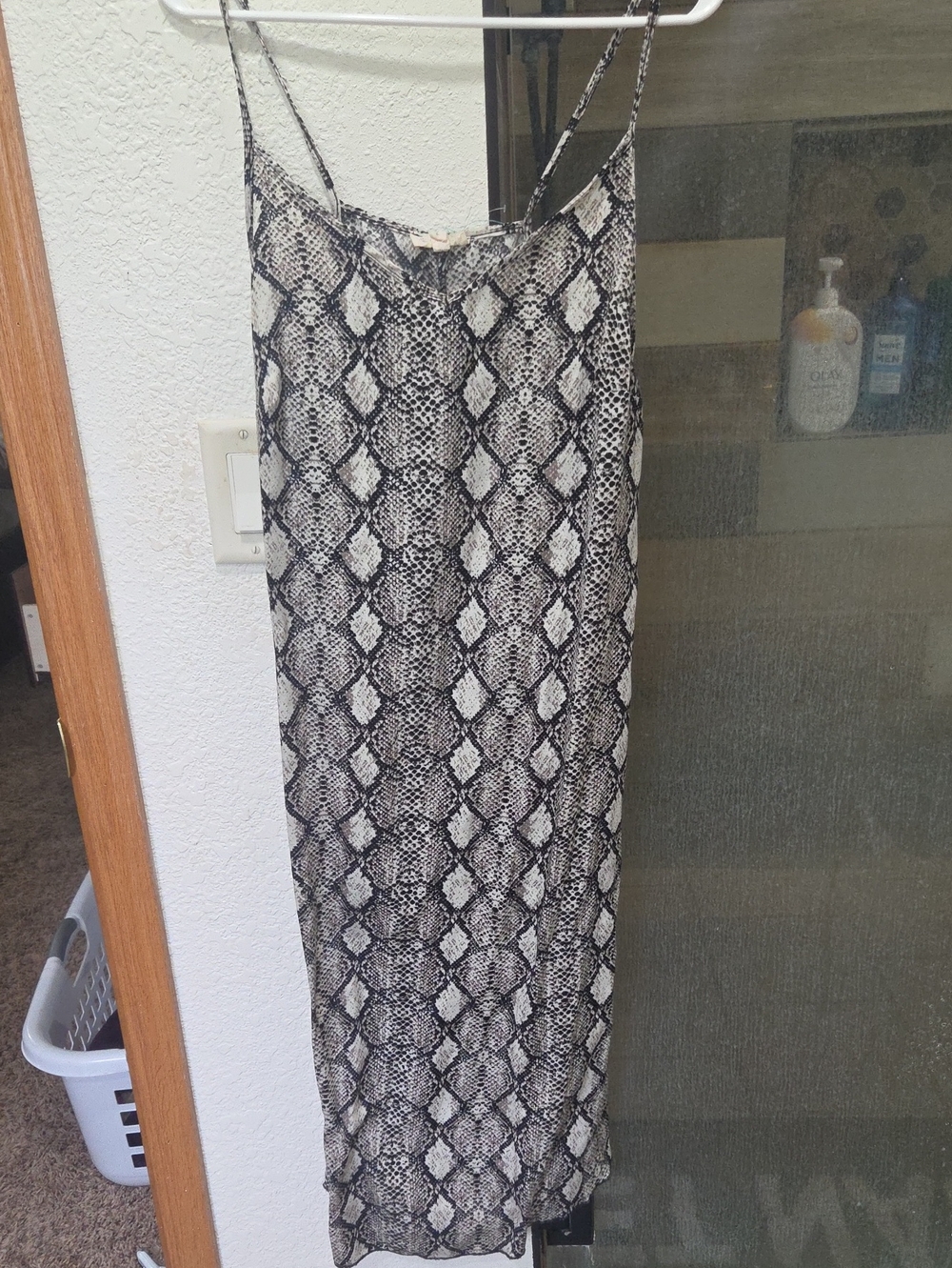 Snake Print Slip Dress in Black and Cream
